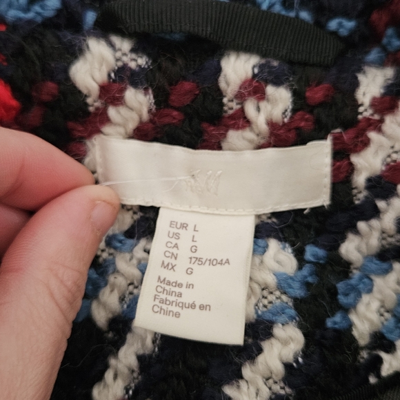 H&M Jacquard Weave Wool Coat L. NWOT - Picture 5 of 8